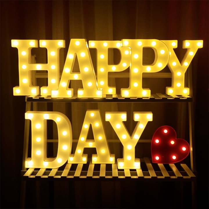 Combo 13 chữ đèn led HAPPY BIRTHDAY trang trí sinh nhật ,sự kiện ,decor cưới, năm mới, giáng sinh