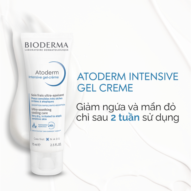 Kem gel dưỡng ẩm dịu nhẹ và chống ngứa chuyên sâu cho da rất khô BIODERMA Atoderm Intensive gel-crème 500ml 75ML