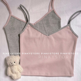 (Sale số lượng cuối) Áo dây dáng ngắn cổ tim viền PINKYSTORE