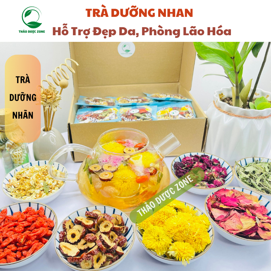 Set 30 gói Trà Dưỡng Nhan, đẹp da, làm mờ vết thâm, mụn, chống lão hoá da,ngủ ngon Thảo Dược Zone