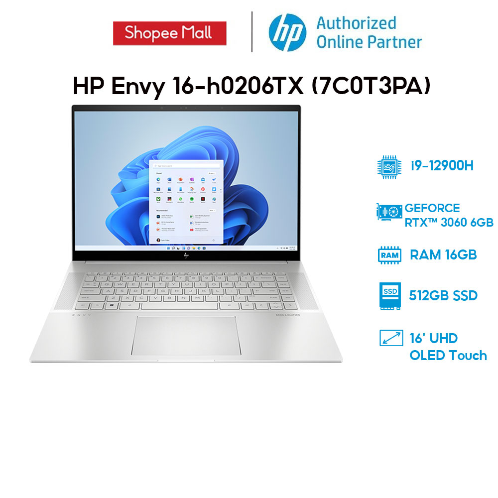 [Mã ELHP128 giảm 12% đơn 10TR] Laptop HP Envy 16-h0206TX (7C0T3PA)(i9-12900H|16GB|512GB|RTX™ 3060 6GB|16')