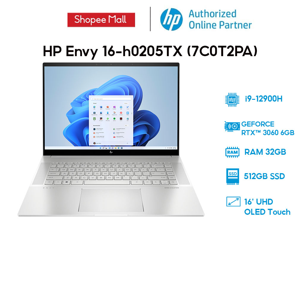 [Mã ELHP128 giảm 12% đơn 10TR] Laptop HP Envy 16-h0205TX (7C0T2PA)(i9-12900H|32GB|512GB|RTX™ 3060 6GB|16')