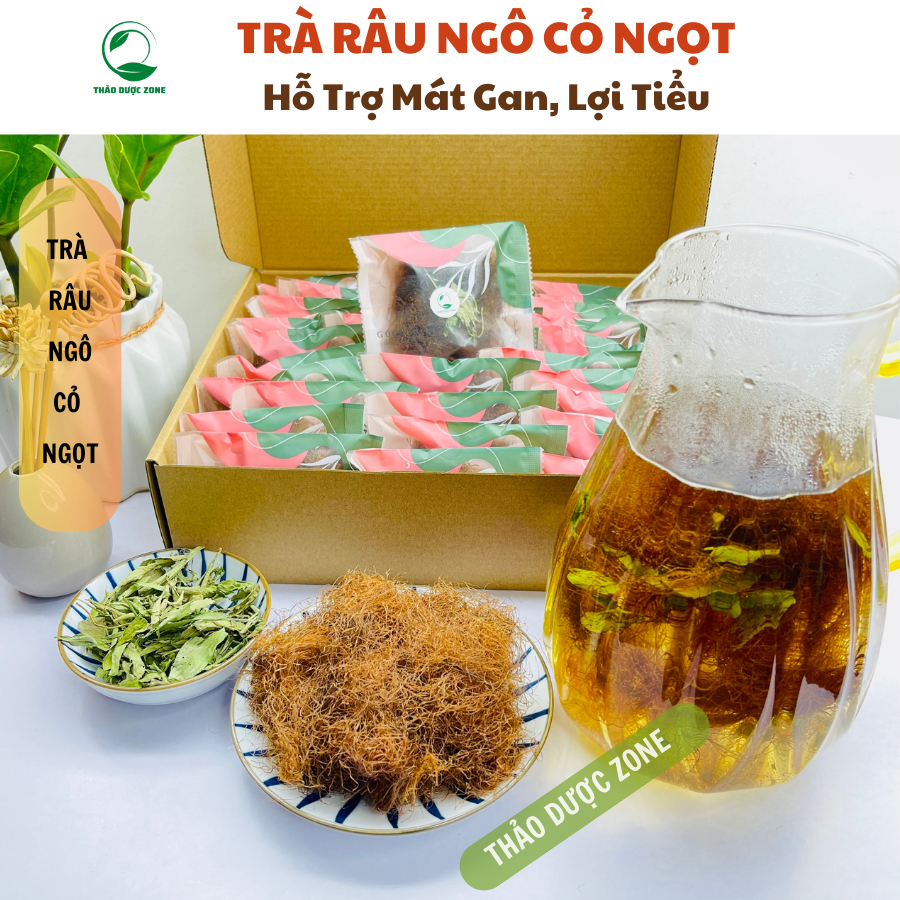 Set 30 gói Trà Râu Ngô - Cỏ Ngọt_Lợi tiểu, thanh nhiệt, giải nhiệt, mát gan thông mật - Trà Thảo Mộc Thảo dược ZONE