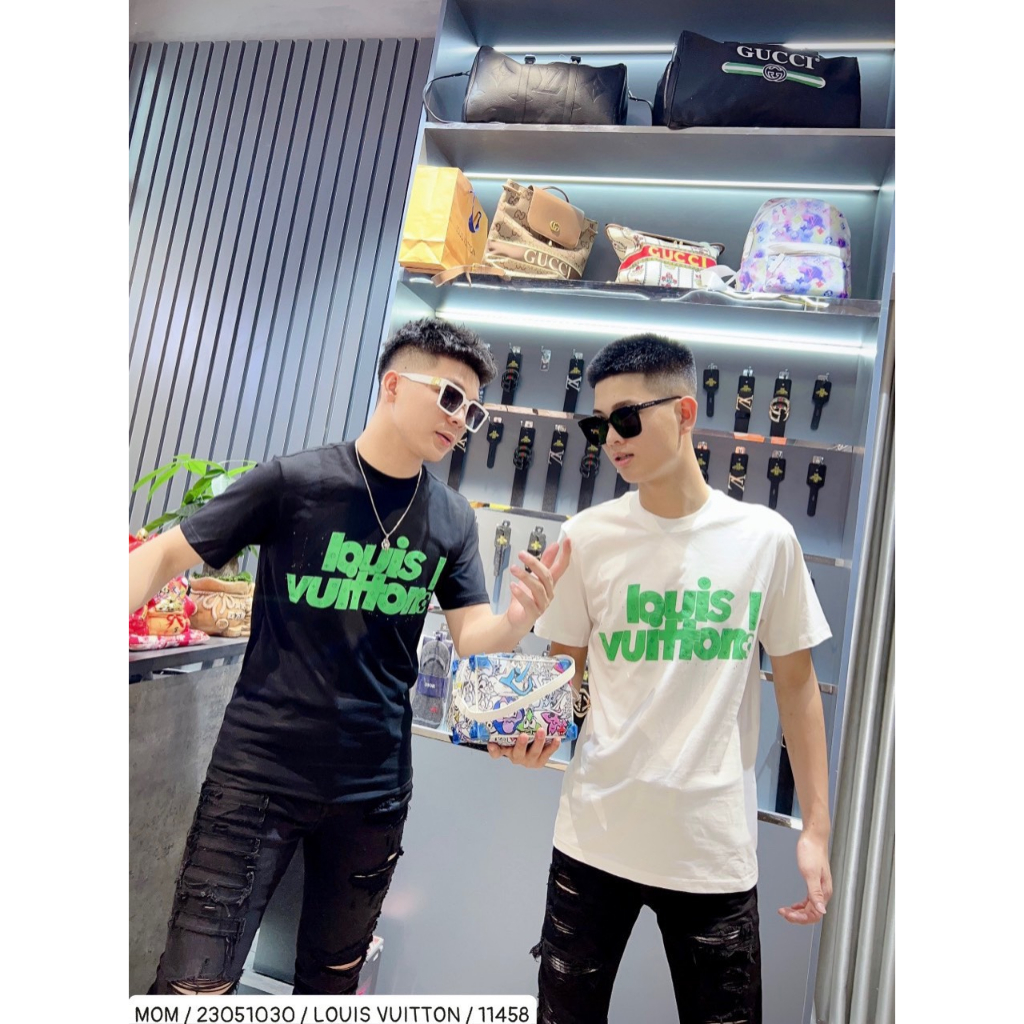 Áo Phông  Louis Vuitton họa tiết xanh lá siêu hot , Áo phông Nam Nữ Chất cotton 100% Mẫu Hót Nhất 2023