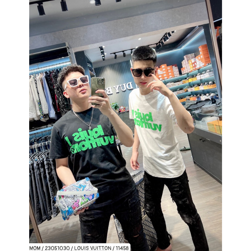 Áo Phông  Louis Vuitton họa tiết xanh lá siêu hot , Áo phông Nam Nữ Chất cotton 100% Mẫu Hót Nhất 2023