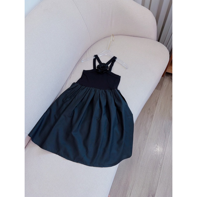 Váy đầm đan chéo cotton phối thô cho bé gái 10-28kg