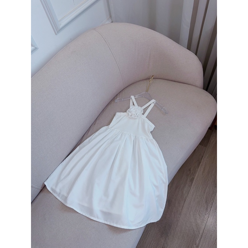 Váy đầm đan chéo cotton phối thô cho bé gái 10-28kg