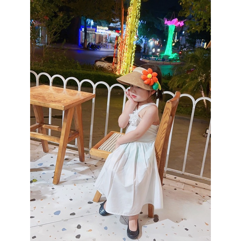 Váy đầm đan chéo cotton phối thô cho bé gái 10-28kg