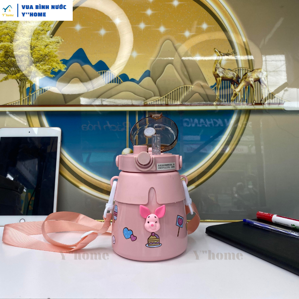 Bình nước giữ nhiệt dễ thương 1100ml dành cho nữ, Bình giữ nhiệt cao cấp mang phong cách trẻ trung, 2 Lớp Inox dày dặn. | BigBuy360 - bigbuy360.vn