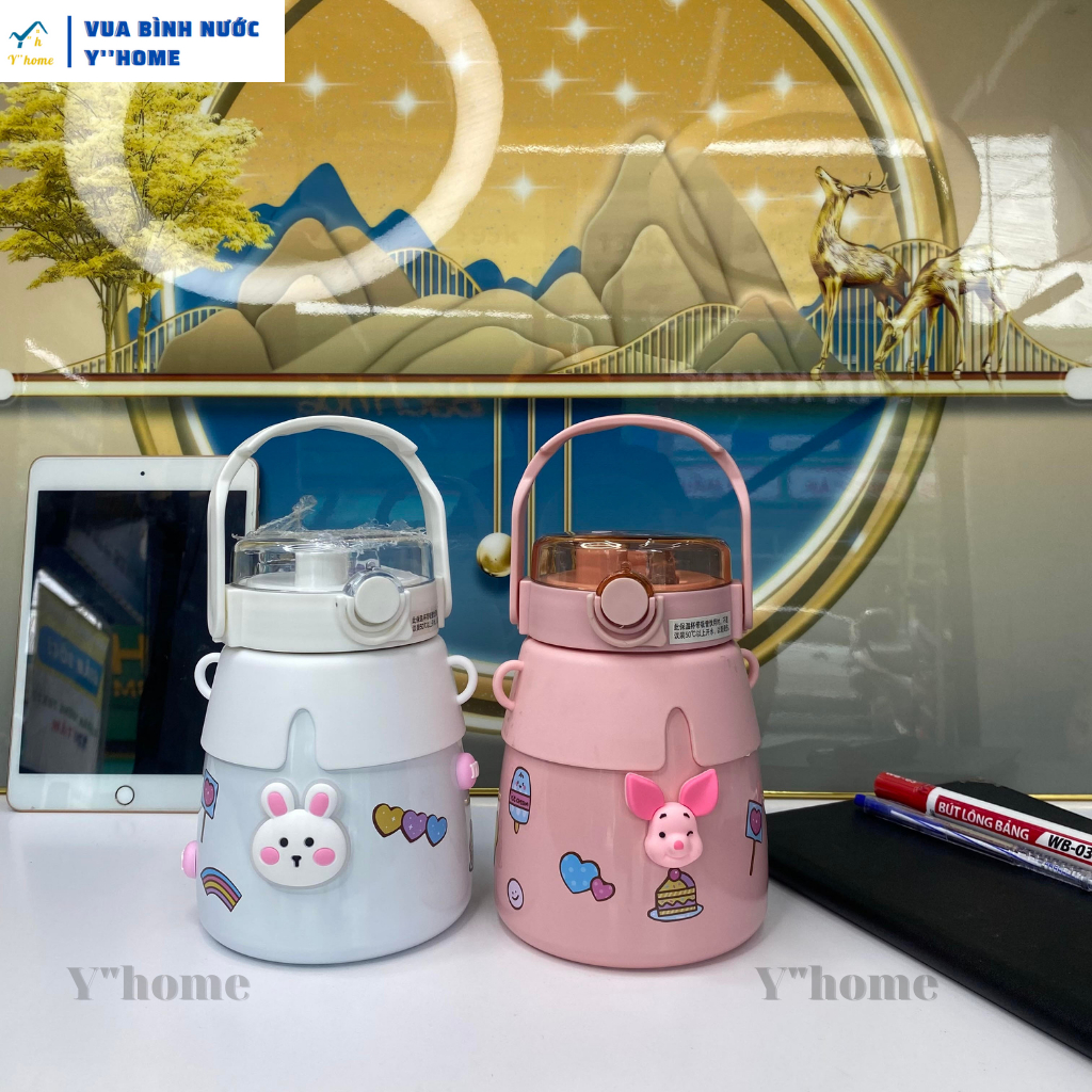 Bình nước giữ nhiệt dễ thương 1100ml dành cho nữ, Bình giữ nhiệt cao cấp mang phong cách trẻ trung, 2 Lớp Inox dày dặn. | BigBuy360 - bigbuy360.vn