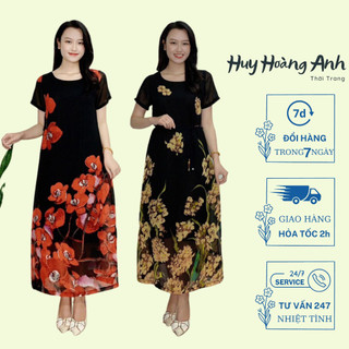 Đầm Trung Niên Sang Trọng Cao Cấp Đẹp,Váy Nữ Cho Mẹ Maxi Voan Dự Tiệc Công Sở MX89