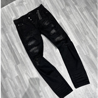 Quần Amiri Đính Đá Đen Quần Jean Skinny Amiri Phối Đá Ánh Kim Hàng Quảng Châu Cao Cấp