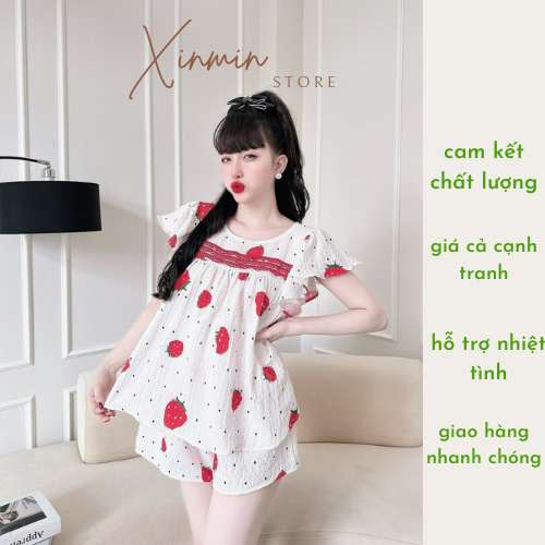 Bộ mặc nhà XINMIN.STORE bộ đũi xốp 3ren size dưới 67kg