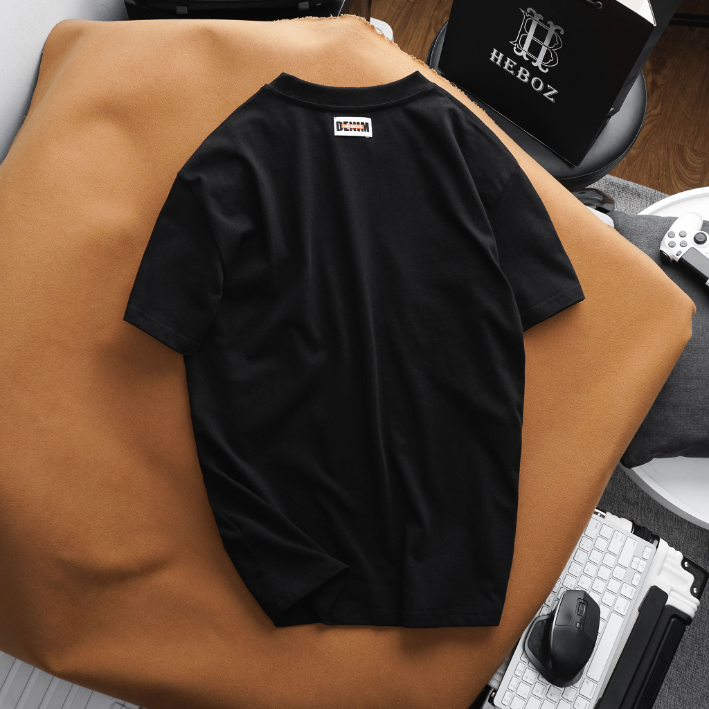 Áo thun nam cổ tròn in hình nổi black heart Heboz form regular fit - 00001633