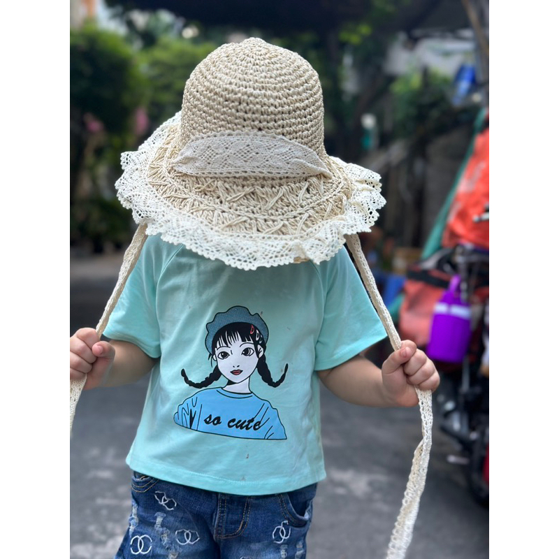 Mũ Cối Đi Biển Dây Ren Dài Siêu Cưng Cho Bé Gái