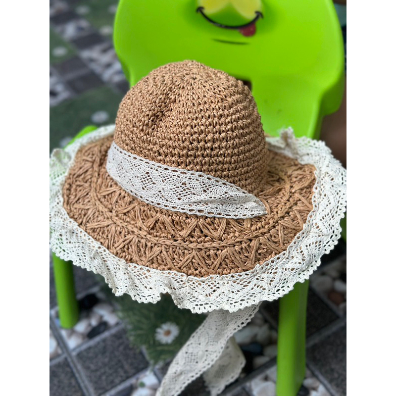 Mũ Cối Đi Biển Dây Ren Dài Siêu Cưng Cho Bé Gái