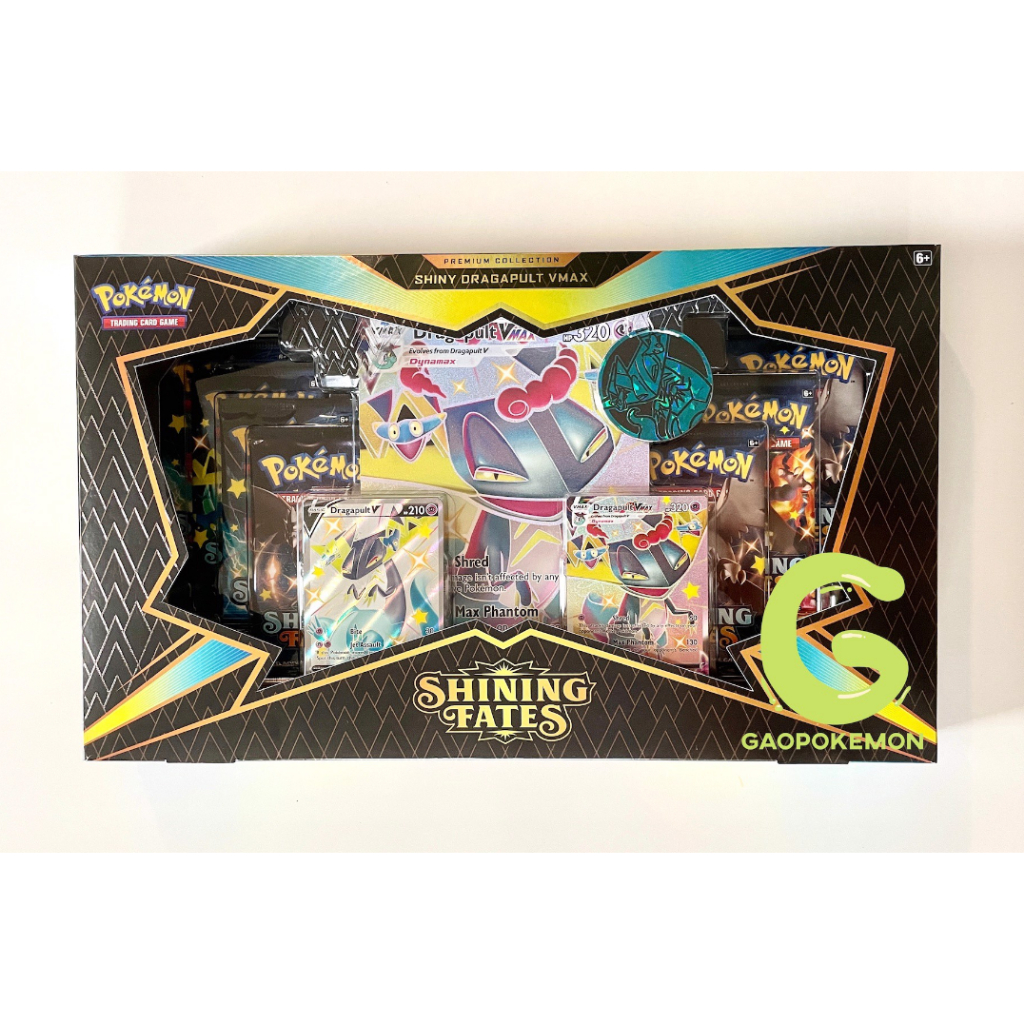 Hộp 7 gói thẻ bài Pokemon TCG Shining Fates Premium Collection SHINY CROBAT/DRAGAPULT VMAX chính hãng