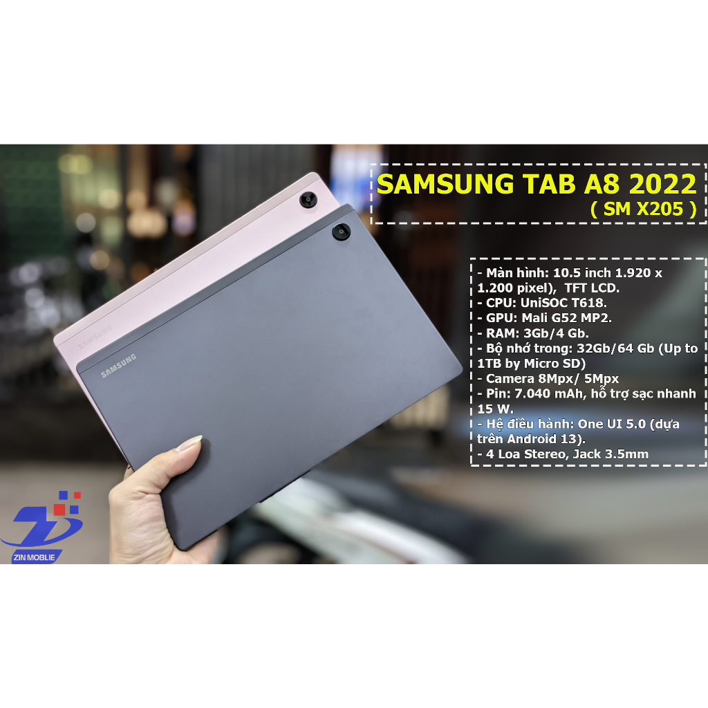 Máy tính bảng Samsung Tab A8 2022 10.5" - 4 Loa, thiết kế đẹp
