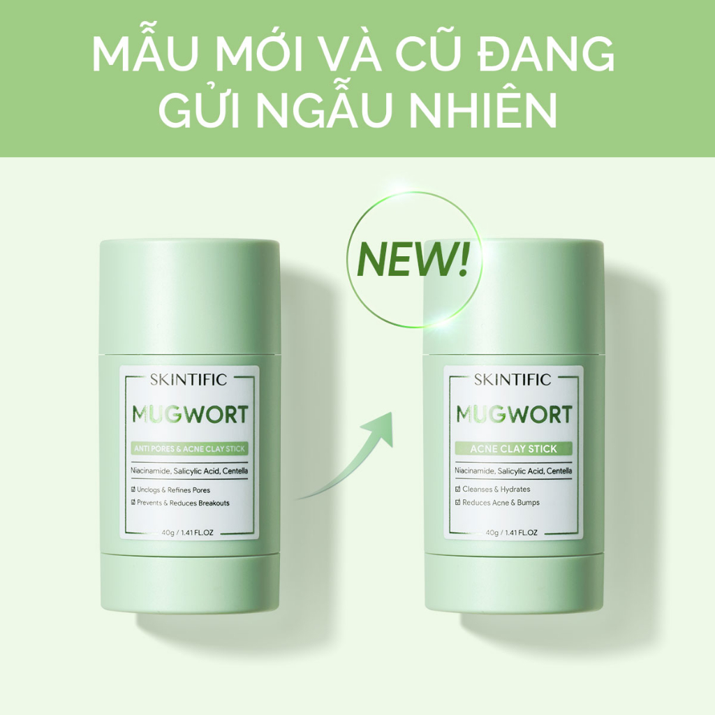 Thanh lăn mặt nạ đất sét ngải cứu cải thiện vấn đề mụn SKINTIFIC 40g