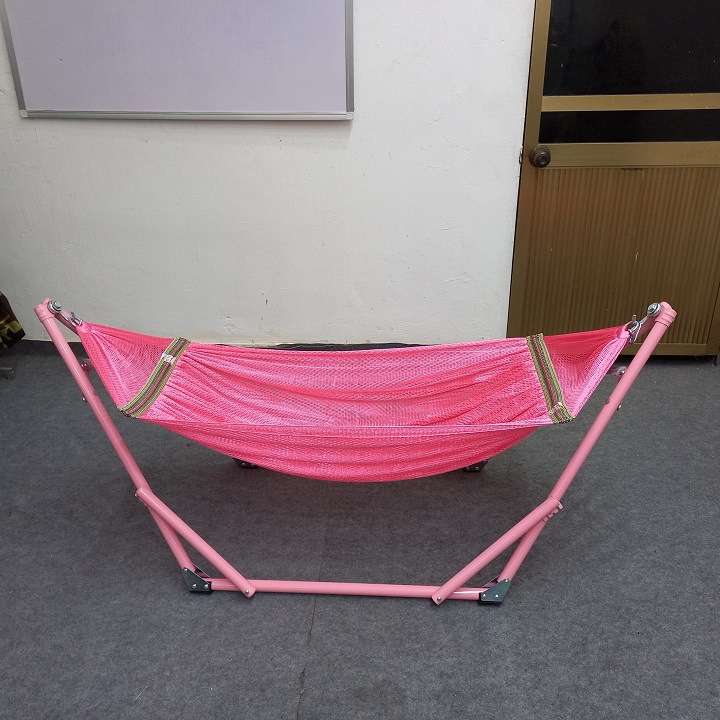 Bộ võng xếp mini dành cho em bé màu hồng gồm khung võng và võng