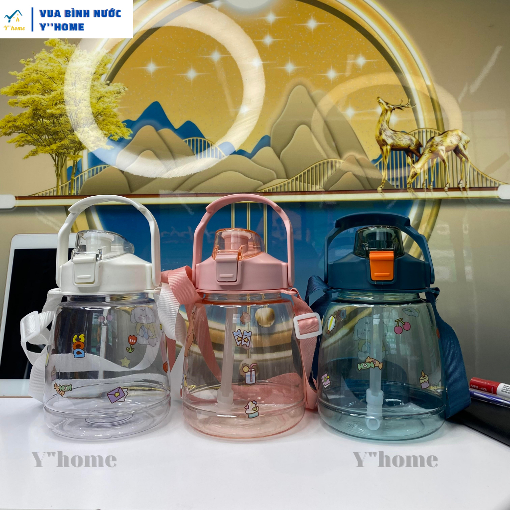 Bình nước trẻ em dung tích lớn 1300ml có ống hút, Bình uống nước cho bé kute kèm tikker 3D, 7 Ngày Đổi Trả! | BigBuy360 - bigbuy360.vn