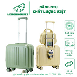 Vali du lịch vuông size 18, 20 có chỗ đựng nước, vali du lịch có sạc dự phòng, cốp đi kèm