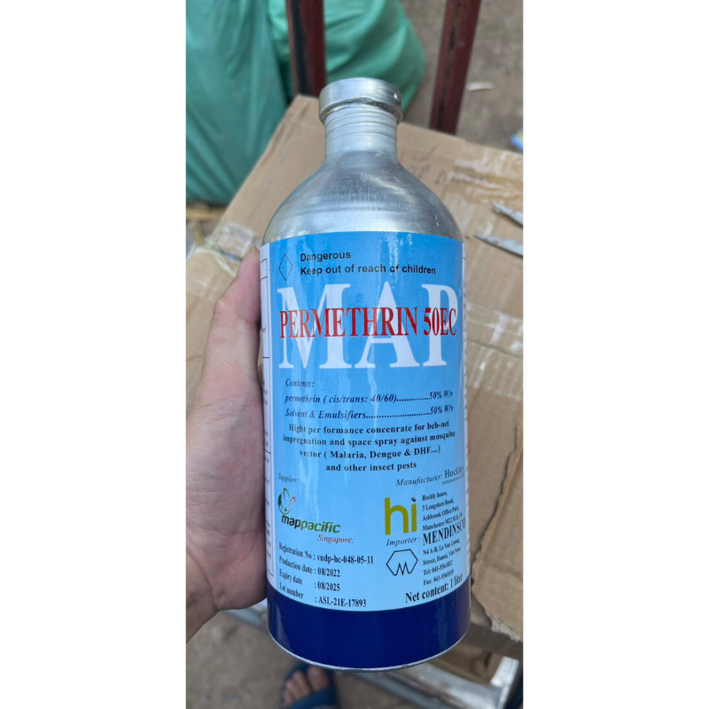 Thuốc diệt muỗi, ruồi PERMETHRIN 50EC Chai nhôm 1L - Chuyên dùng cho trang trại, vườn tạp