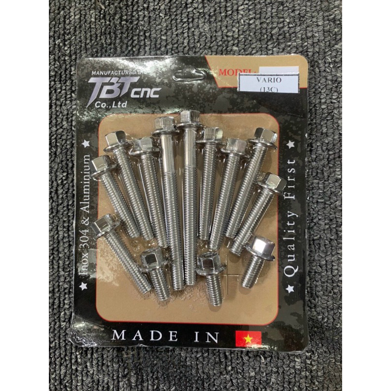 Bộ Ốc Lốc Máy INOX CNC Đầu Thái Nhiều Dòng Xe Hiệu TBT
