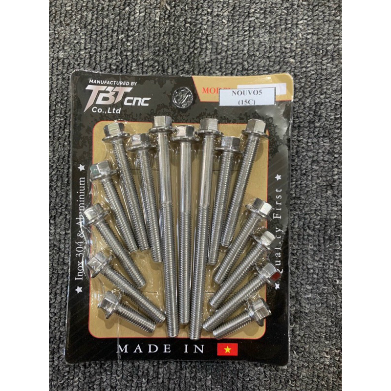 Bộ Ốc Lốc Máy INOX CNC Đầu Thái Nhiều Dòng Xe Hiệu TBT
