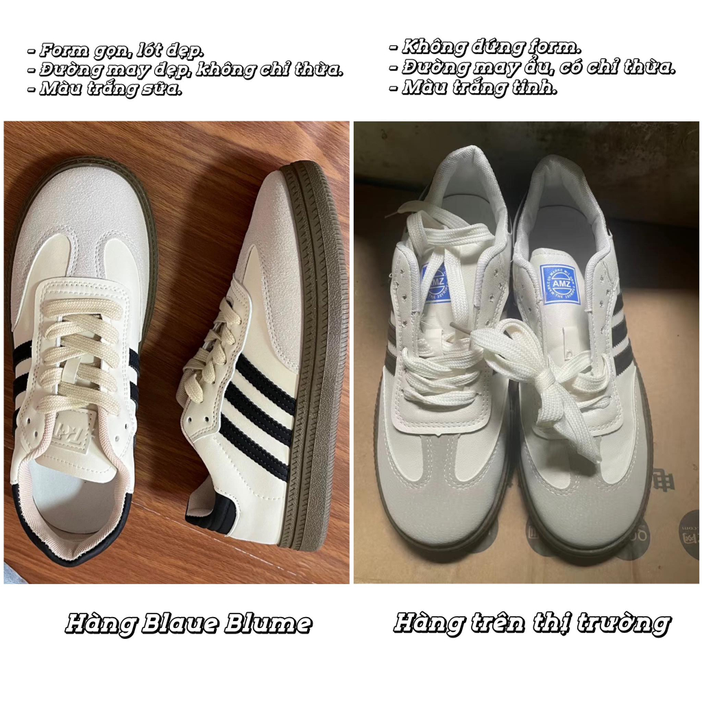 𝐁𝐥𝐚𝐮𝐞𝐁𝐥𝐮𝐦𝐞🦋  + Tặng Tất) Giày vintage sneaker - Giày thể thao ba sọc - Giày buộc dây Hàn Quốc