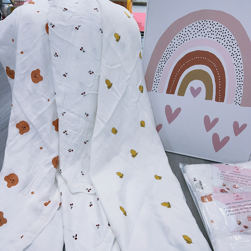 Khăn đa năng sợi tre 4 lớp Umibe cao cấp 110x110cm