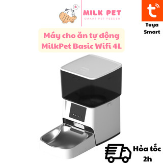 Máy cho ăn tự động, Máy nhả hạt cho chó mèo Milk Pet Basic Wifi 4L 2023 thông minh hẹn giờ