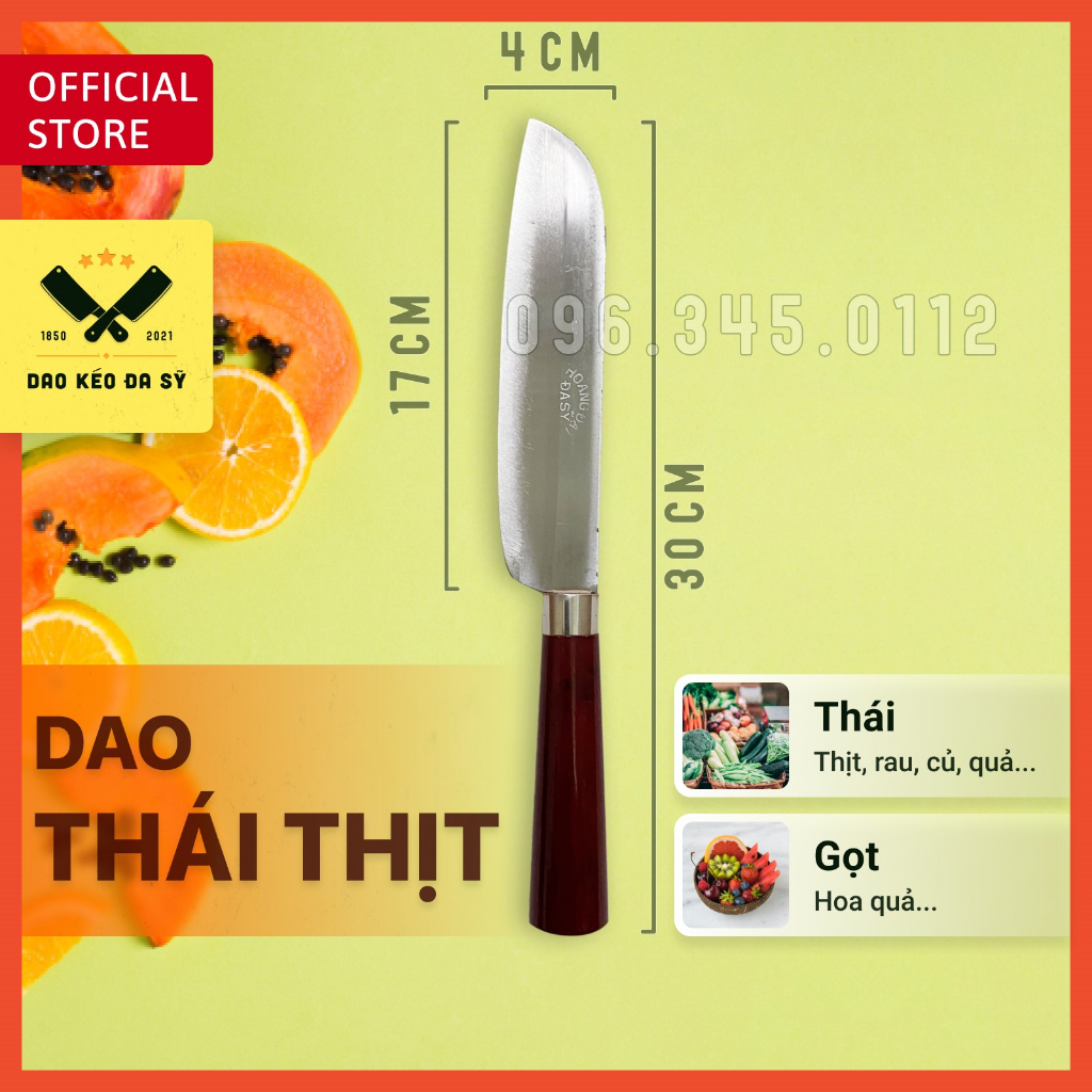 Dao thái thịt, gọt hoa quả - Dao Đa Sỹ - thép Nhật trắng không gỉ