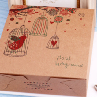 Hộp Đựng Bánh Trung Thu Giấy Kraft Họa Tiết Hoa Và Chim Vintage Kiểu Dáng Sang Trọng Đựng 4 Bánh Hoặc 6 Bánh Loại 50gr