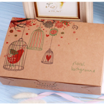 Hộp Đựng Bánh Trung Thu Giấy Kraft Họa Tiết Hoa Và Chim Vintage Kiểu Dáng Sang Trọng Đựng 4 Bánh Hoặc 6 Bánh Loại 50gr