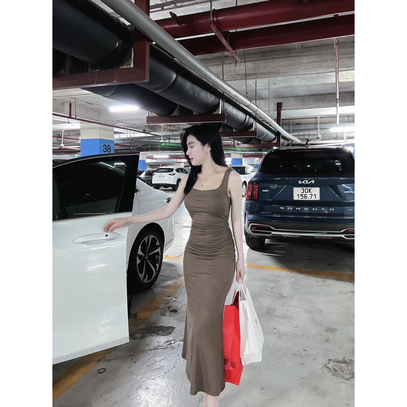 Váy maxi body zip rúm eo siêu xinh