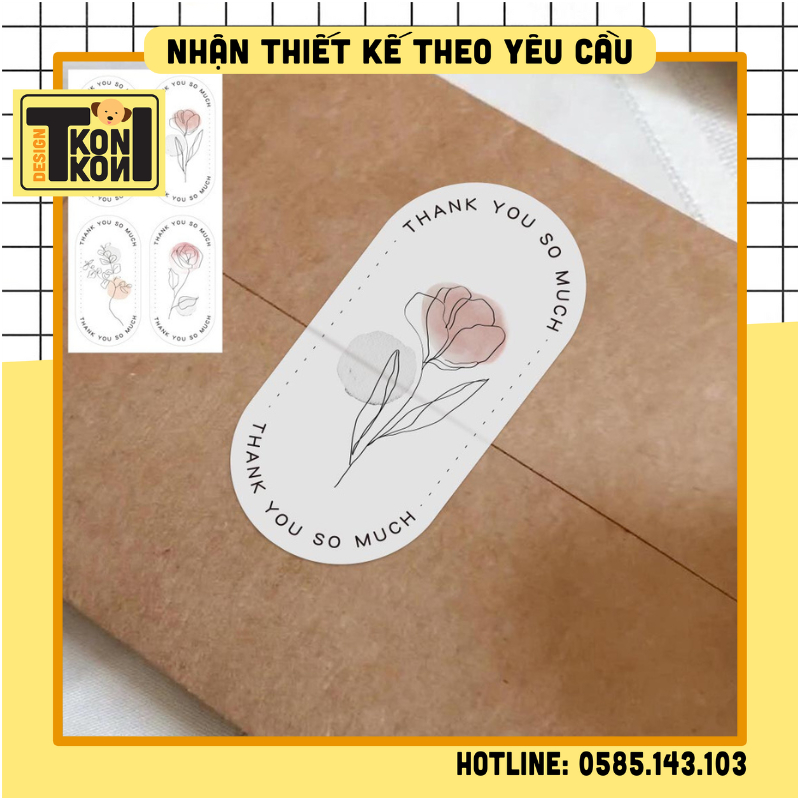[SẴN] Set 100 Tem Thank You Decal Dán Hộp Carton, Tem Dán Niêm Phong Hộp - Size 6x3 cm - Thank You For Your Order MS01