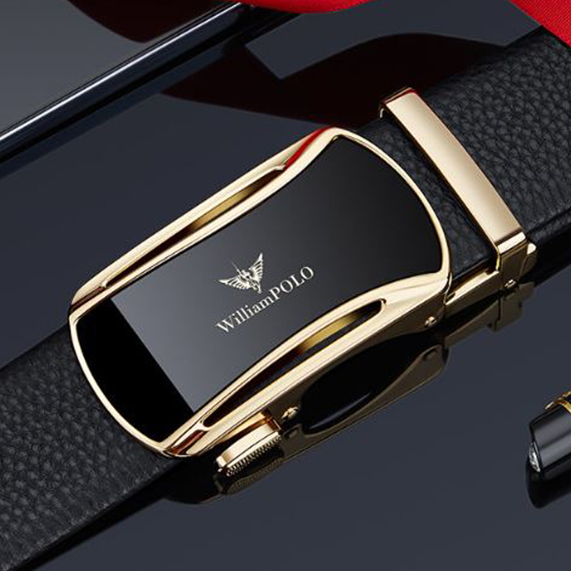 Thắt lưng nam cao cấp hàng hiệu WilliamPOLO chất liệu da Bò nguyên tấm - POLO 2122P