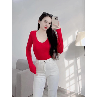 ÁO THUN CỔ TIM TAY DÀI