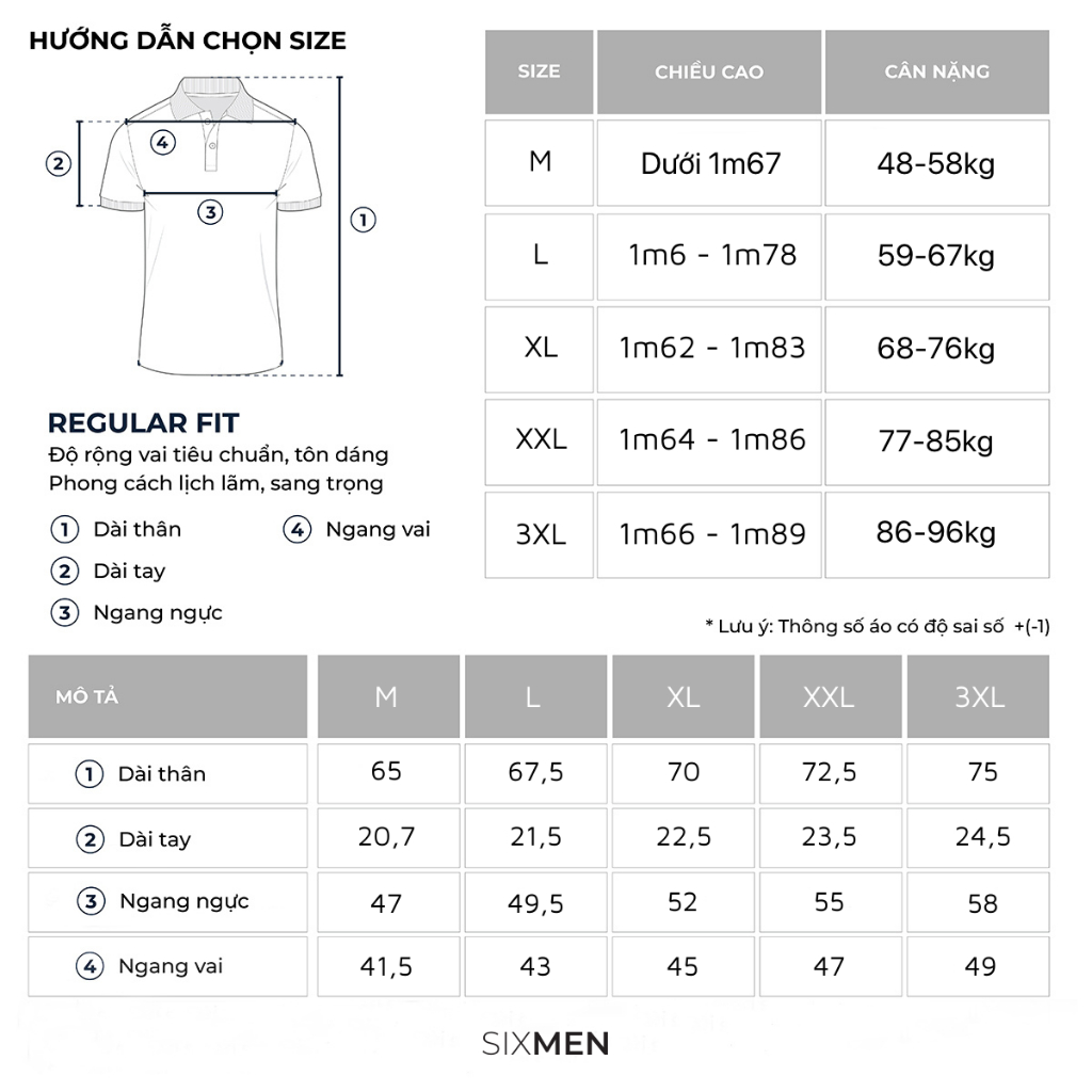 Áo thun Polo Cao Cấp Nam cổ bẻ SIXMEN - Xanh denim trơn - Thoáng mát, sang trọng