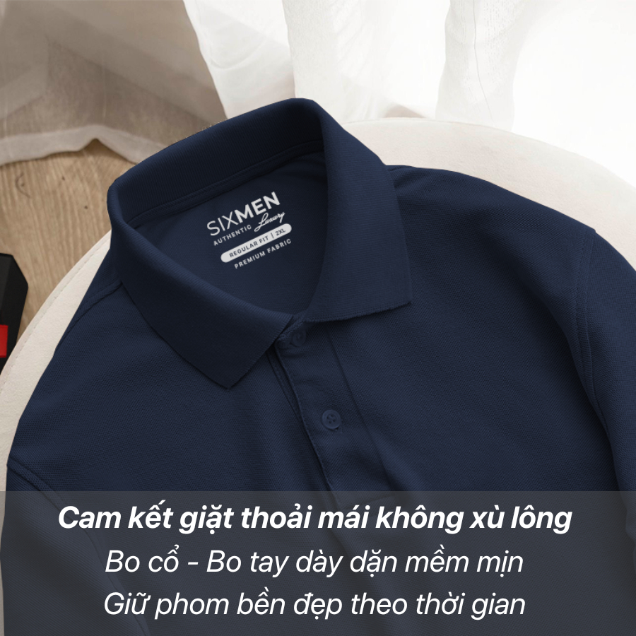 Áo thun Polo Cao Cấp Nam cổ bẻ SIXMEN - Xanh denim trơn - Thoáng mát, sang trọng