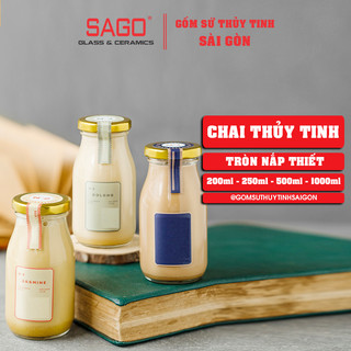 Combo 10 Chai Thuỷ Tinh Tròn 200ml, 250ml nắp thiếc | Tùy Chọn Dung Tích