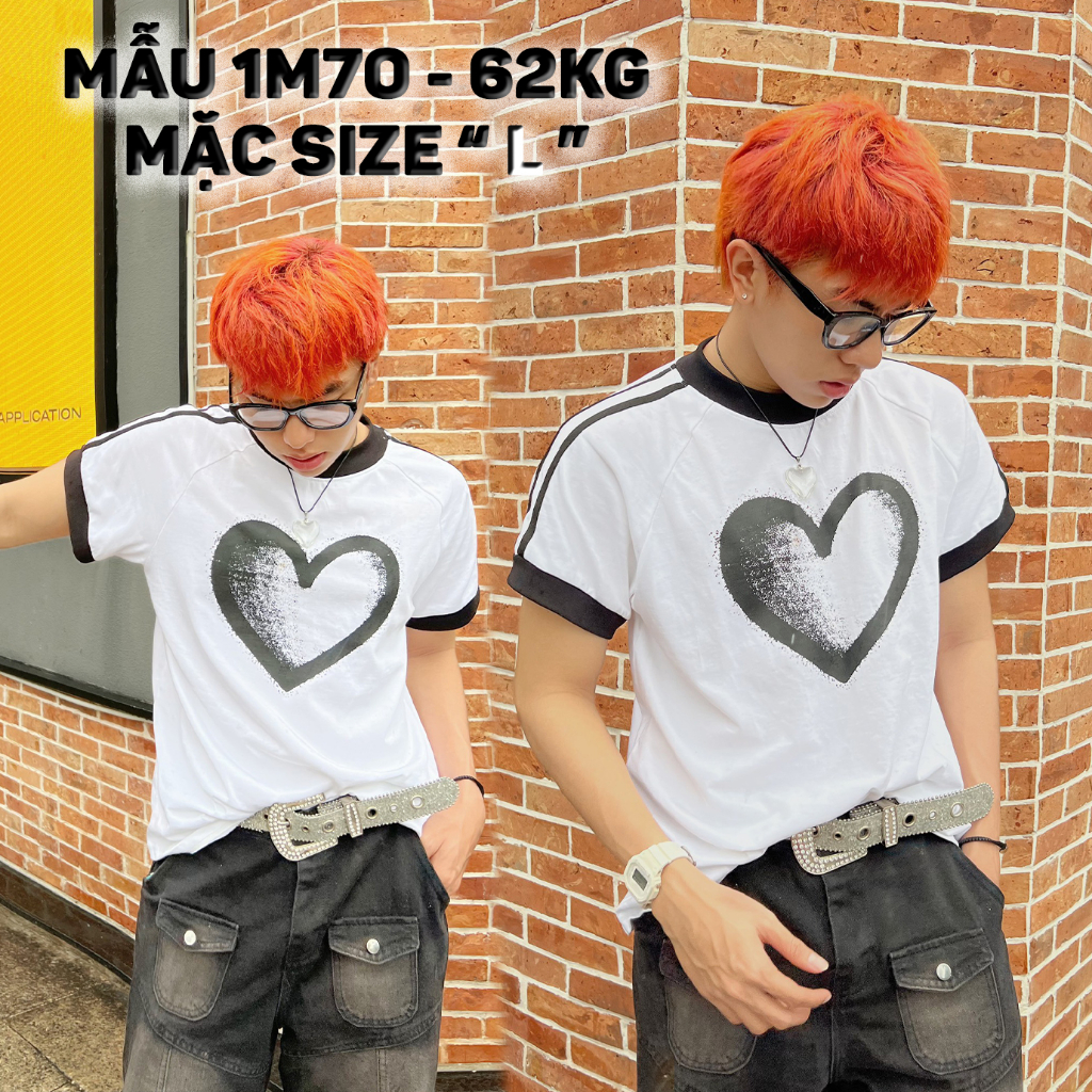 Áo thun baby tee fit WHO CONCEPT, ringer tee hình trái tim