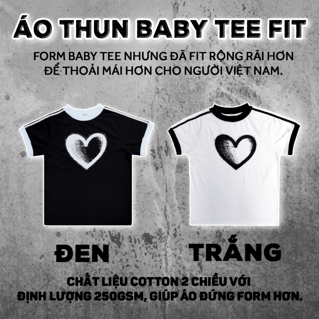 Áo thun baby tee fit WHO CONCEPT, ringer tee hình trái tim