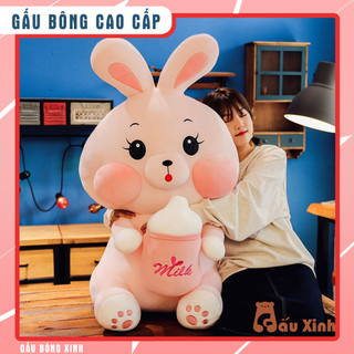 Gấu bông thỏ ôm bình sữa đáng yêu, Thú nhồi bông thỏ ôm bình sữa