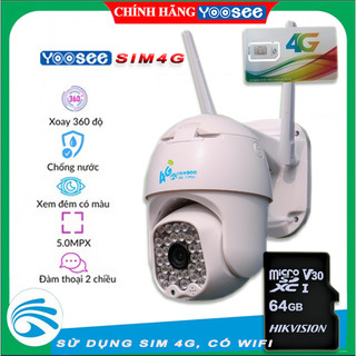 Camera Yoosee Sim 4G| Ngoài trời| 32 LED Siêu Chống Nước | 5.0MP | Quay Đêm Có Màu - Hàng Chính Hãng, Bảo Hành 12 T