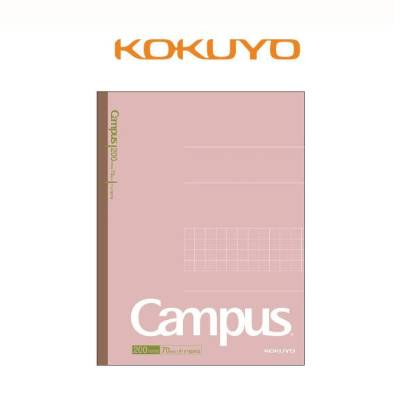 Tập Vở Học Sinh Kẻ 4 Ô Ly Gáy Keo 200 Trang Khổ A5 Kusumi Series Campus Kokuyo