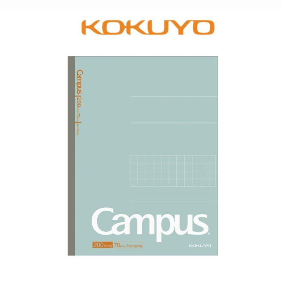 Tập Vở Học Sinh Kẻ 4 Ô Ly Gáy Keo 200 Trang Khổ A5 Kusumi Series Campus Kokuyo