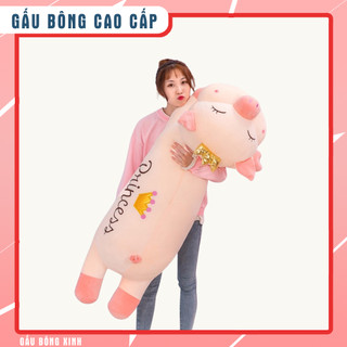 Gấu bông heo vương miện nằm ôm ngủ 80/100/120cm, Thú nhồi bông heo vương miện nằm ôm ngủ - Gấu bông cao cấp