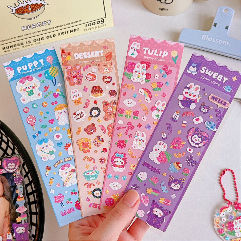 Sticker cute hoạt hình dễ thương miếng dài trang trí ly cốc, bình nước, điện thoại, lap top, sổ sách, làm quà tặng